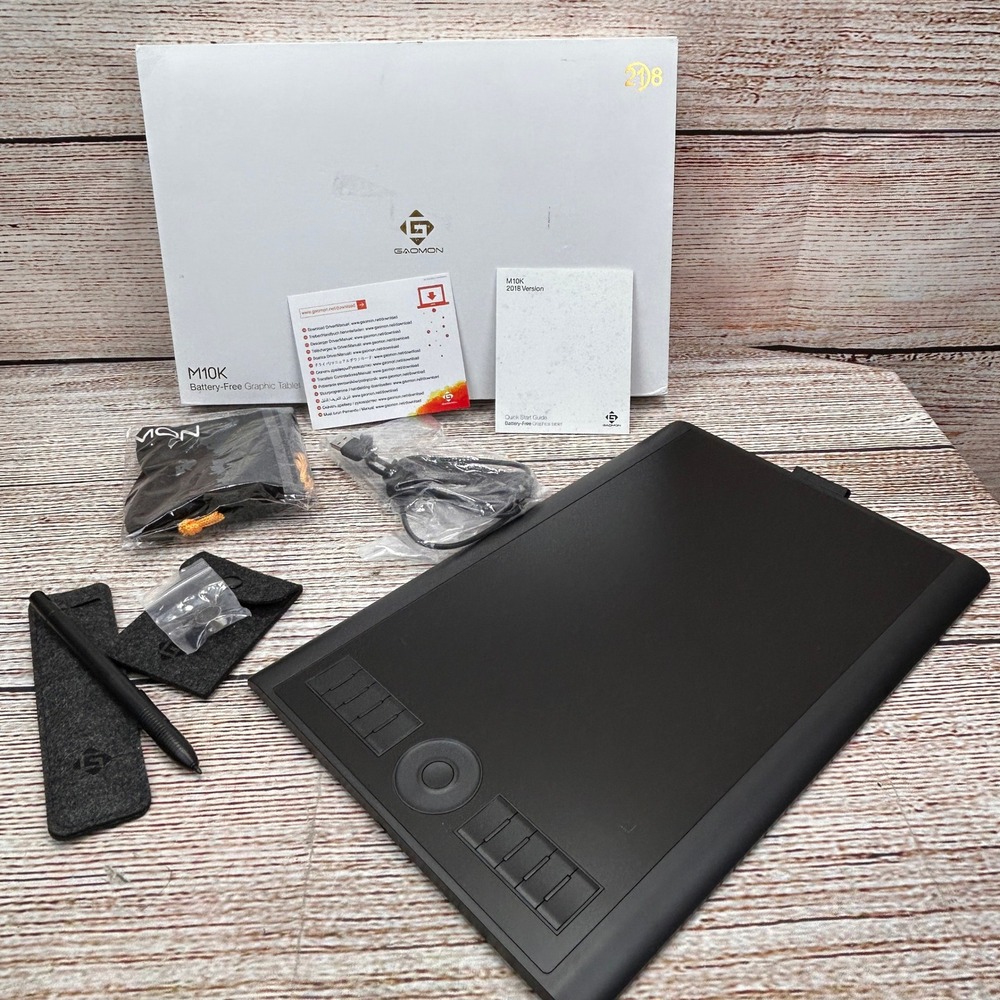 GAOMON‎ M10K 2018 Graphic Drawing Tablet 8192 Pen Black Digital Pad Unused